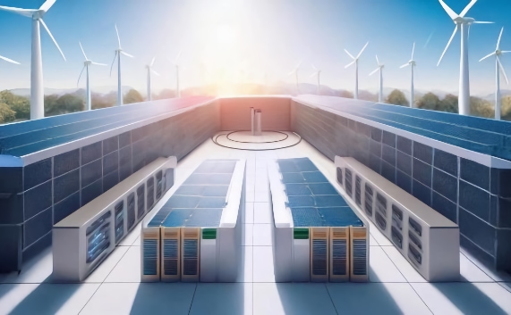 Pictue of a data centre powered by wind and solar